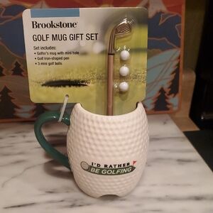 Brookstone White Golf Mug Gift Set
